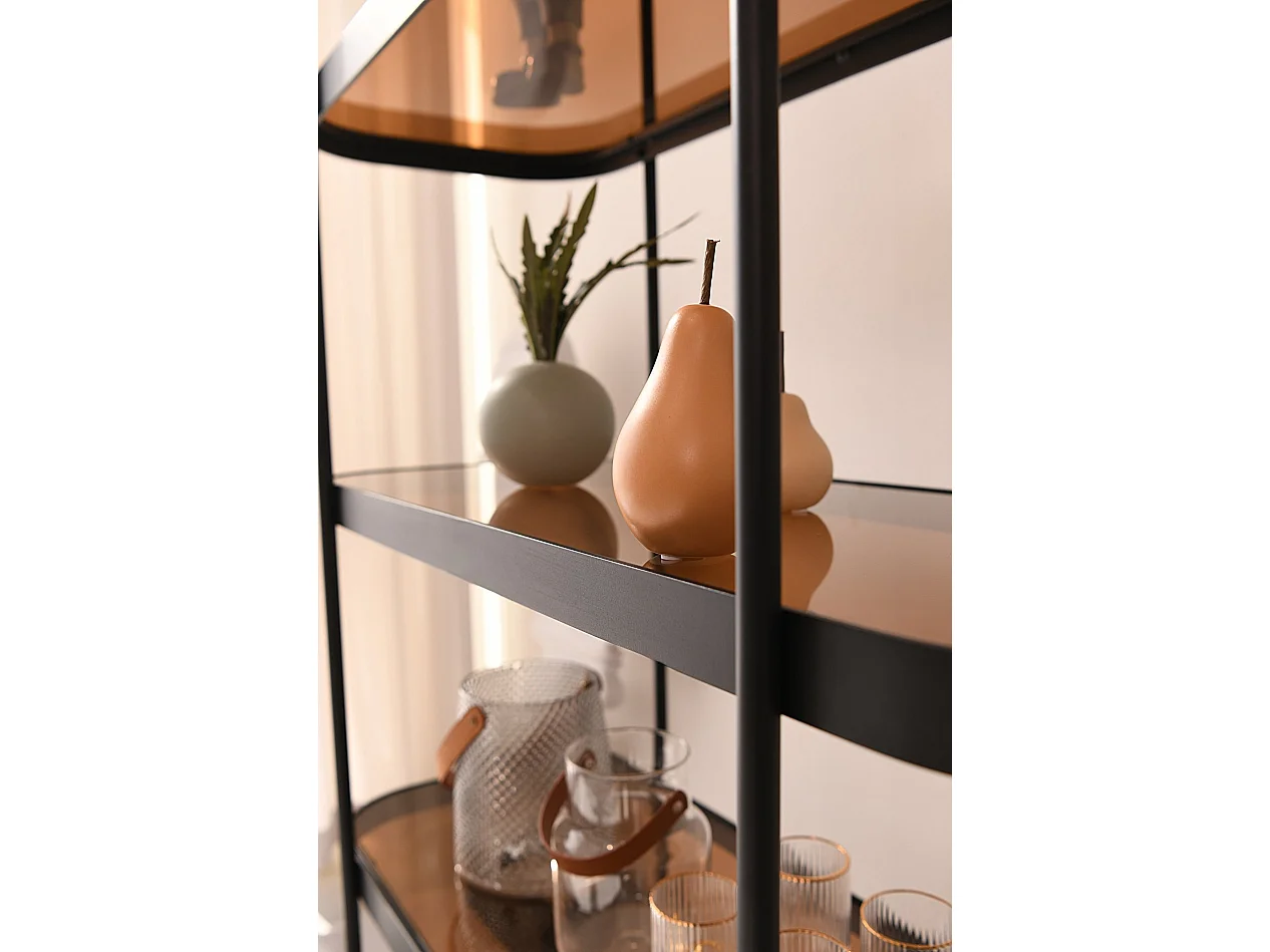 Gerookt bruin glazen plankje - 5 niveaus - goudkleur - DISAVILL