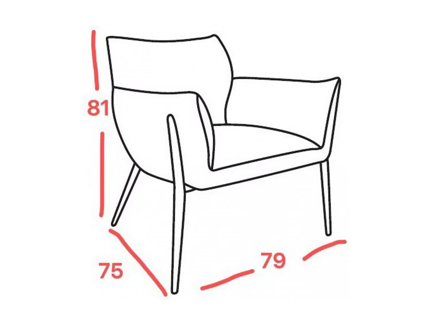 Fauteuil en tissu orange Rosie
