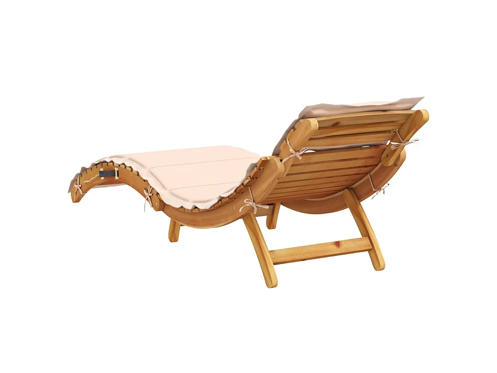 Lettini Prendisole con Cuscini 2 pz Beige Legno Massello Acacia