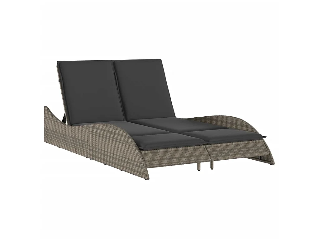 Ligbed met kussens 114x205x73 cm poly rattan grijs
