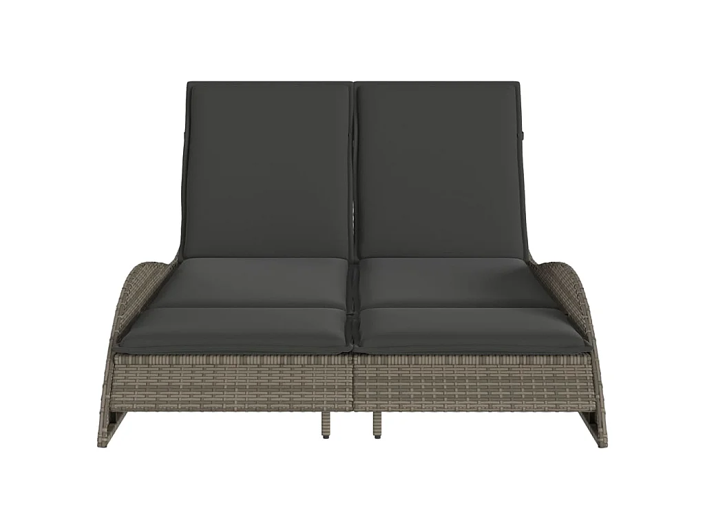 Ligbed met kussens 114x205x73 cm poly rattan grijs