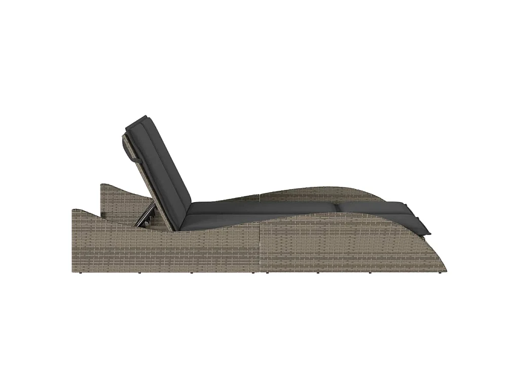 Ligbed met kussens 114x205x73 cm poly rattan grijs