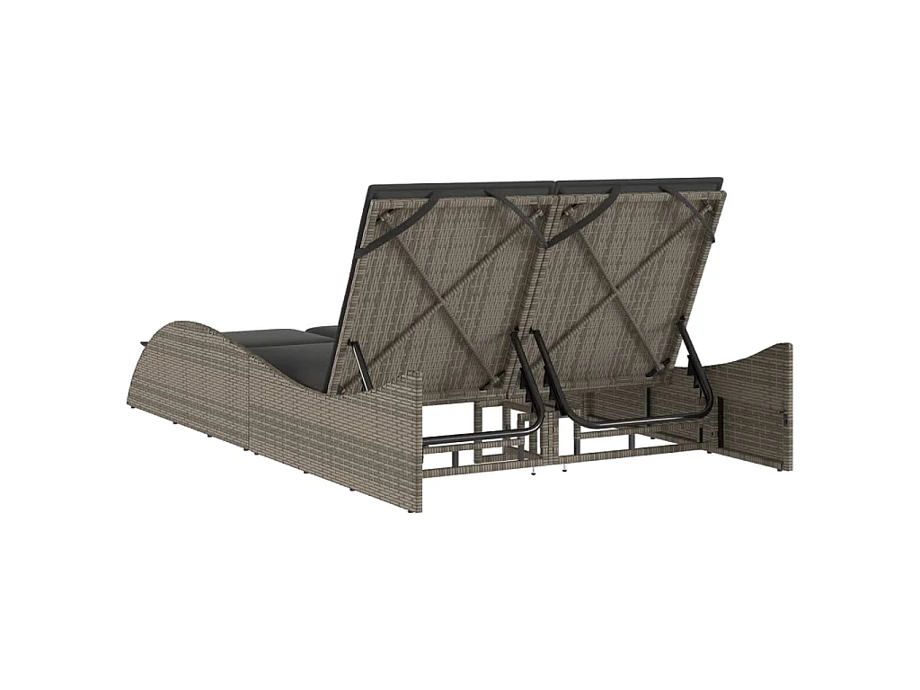 Ligbed met kussens 114x205x73 cm poly rattan grijs