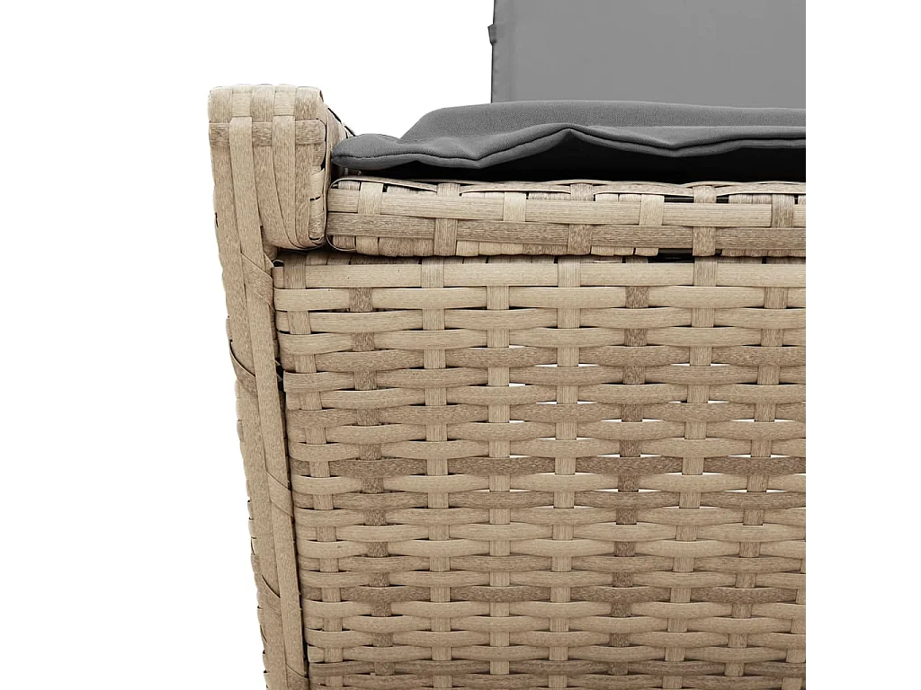 Chaise longue double avec coussins beige résine tressée