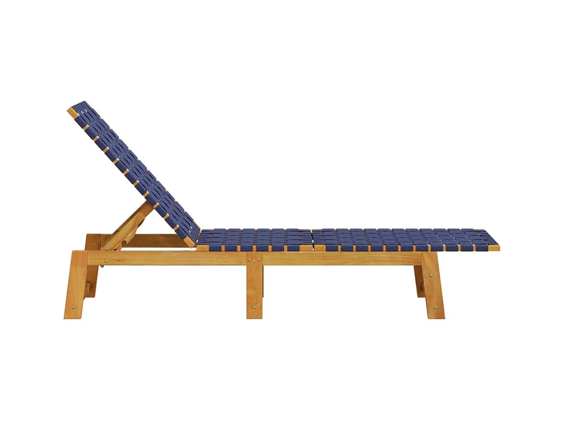 Ligbed massief acaciahout en stof donkerblauw