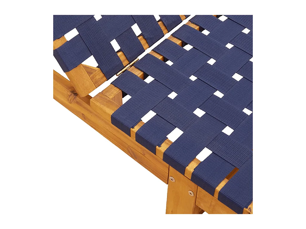 Ligbed massief acaciahout en stof donkerblauw