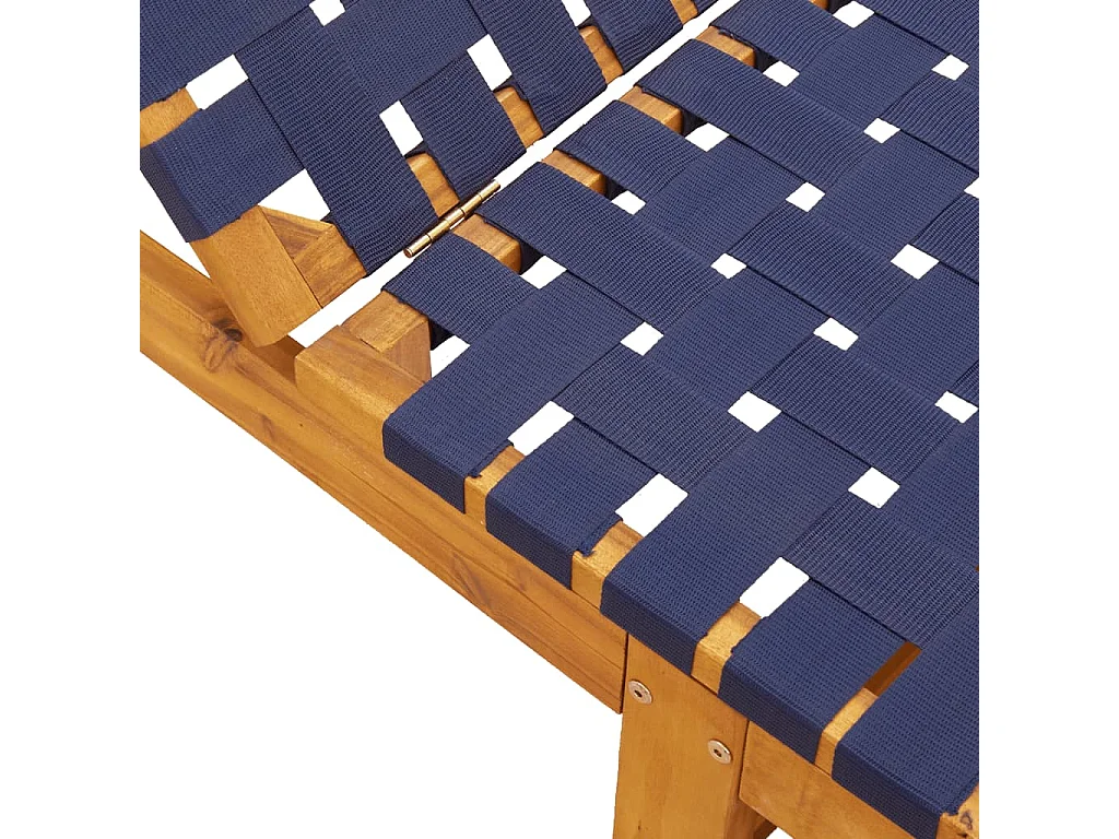 Chaises longues bleu foncé bois d'acacia solide et tissu