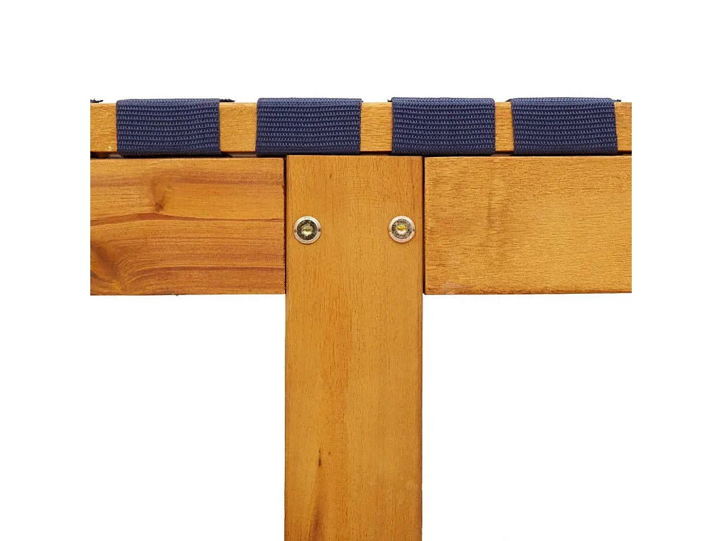 Tumbona de madera maciza de acacia y tela azul oscuro