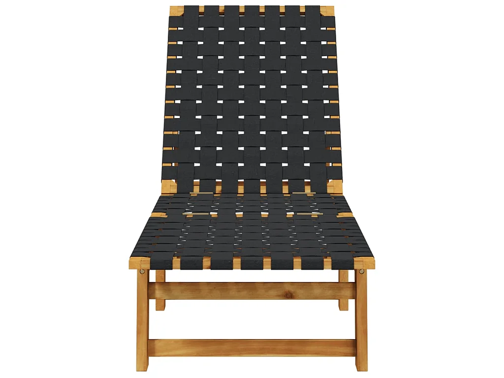 Chaises longues lot de 2 noir bois d'acacia solide et tissu