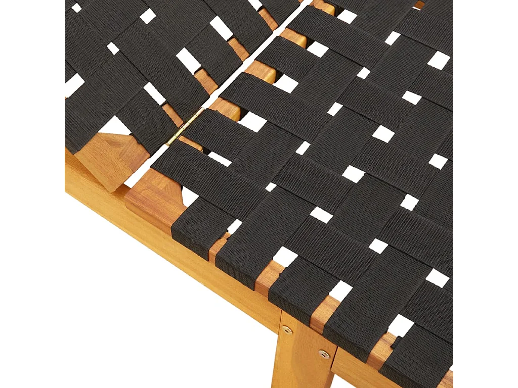 Chaises longues lot de 2 noir bois d'acacia solide et tissu