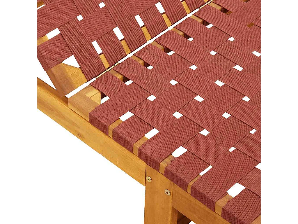 Chaises longues rouge bois d'acacia solide et tissu