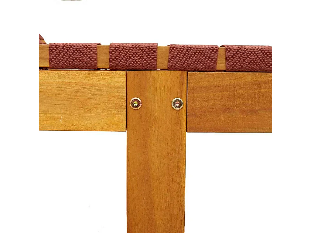 Tumbona de madera maciza de acacia y tela roja