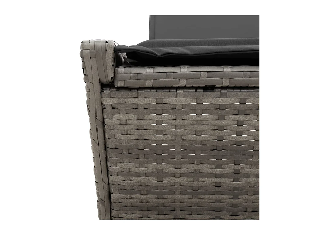 Ligbed 2-persoons met kussens poly rattan grijs