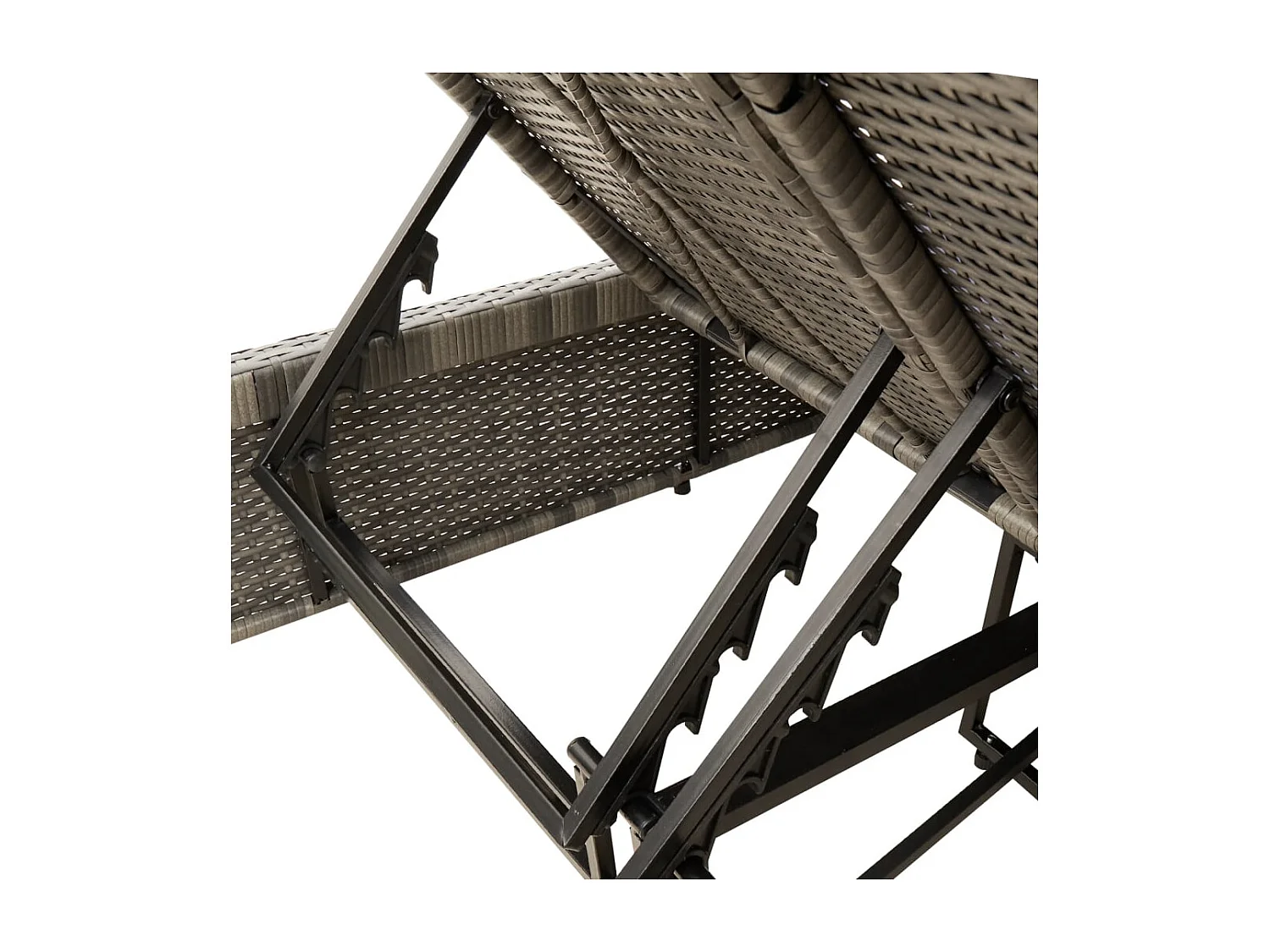 Chaise longue double avec coussins gris résine tressée