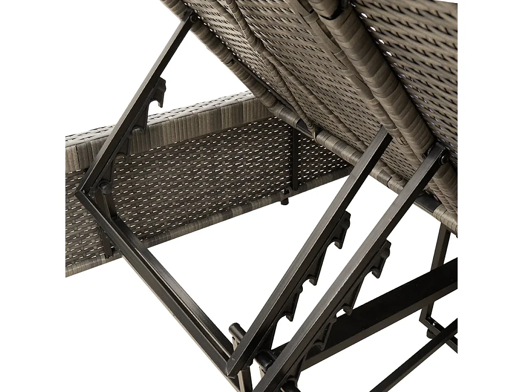 Ligbed 2-persoons met kussens poly rattan grijs