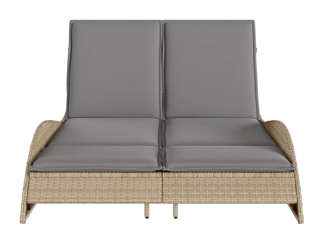 Chaise longue avec coussins beige 114x205x73 cm résine tressée