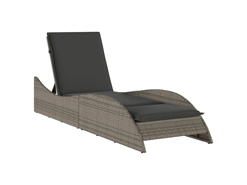 Ligbed met kussen 60x205x73 cm poly rattan grijs