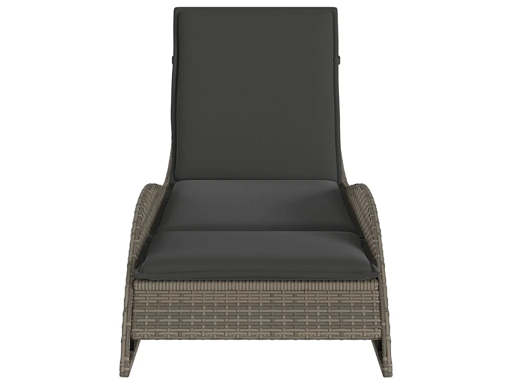 Ligbed met kussen 60x205x73 cm poly rattan grijs