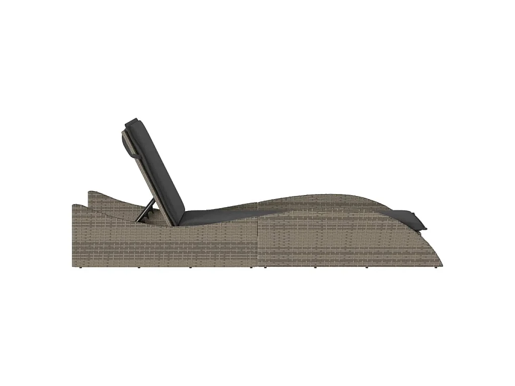 Ligbed met kussen 60x205x73 cm poly rattan grijs