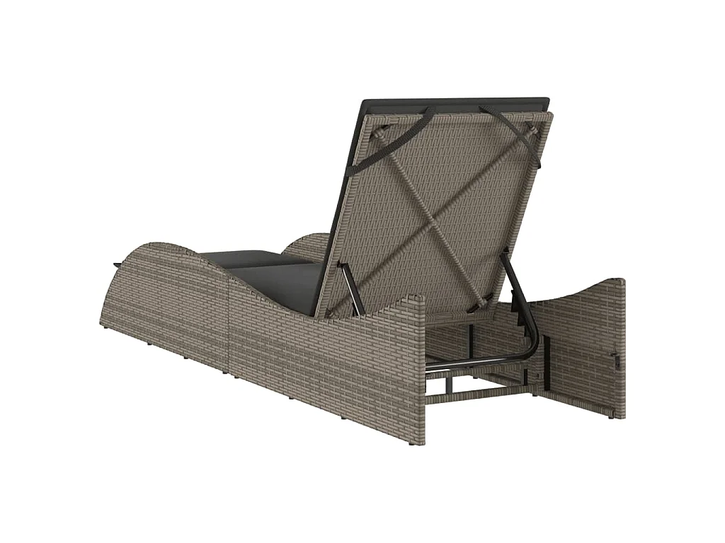 Ligbed met kussen 60x205x73 cm poly rattan grijs