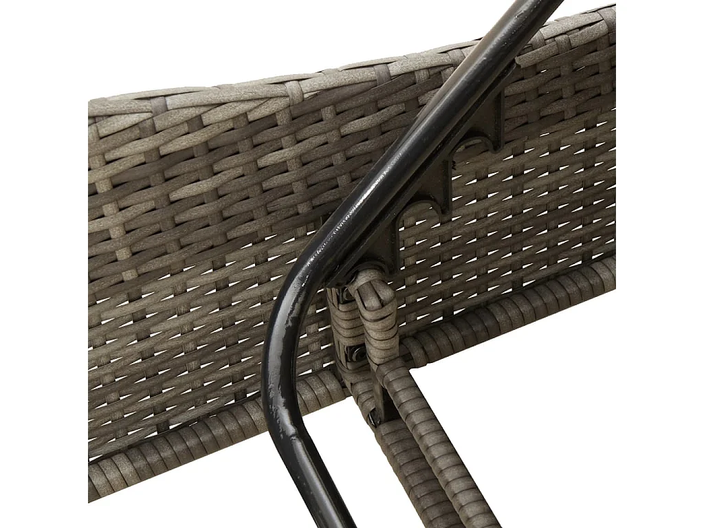 Ligbed met kussen 60x205x73 cm poly rattan grijs