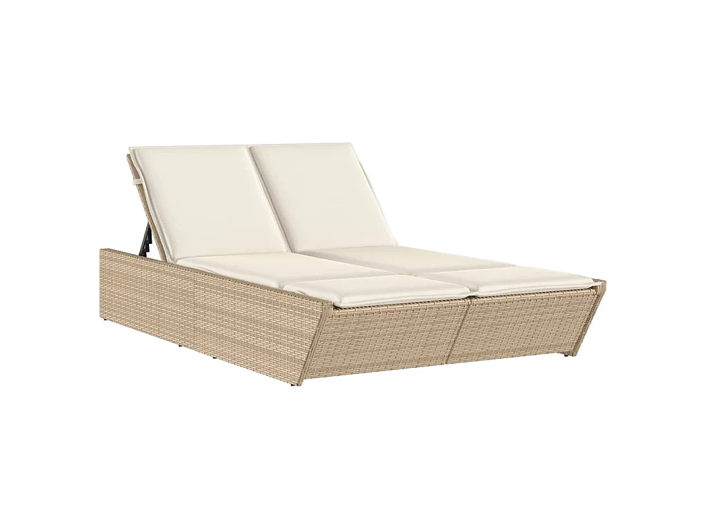 Tumbona doble con cojines ratán sintético beige