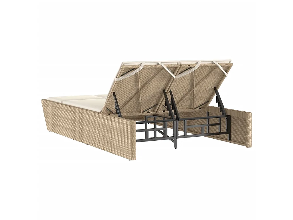 Tumbona doble con cojines ratán sintético beige