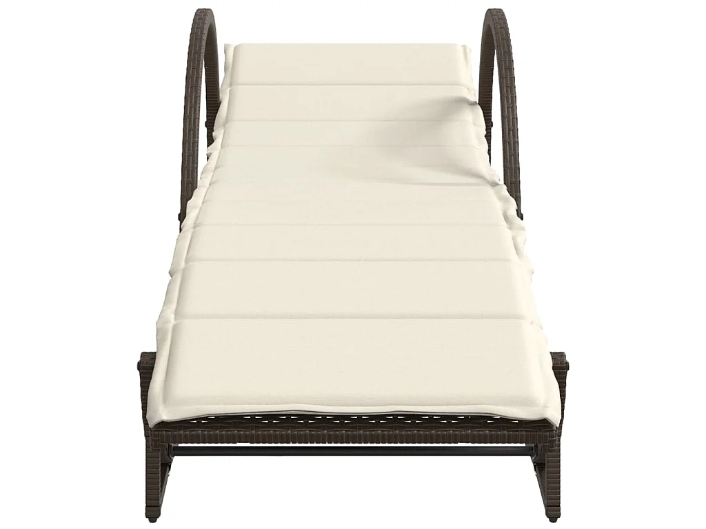 Sonnenliege mit Auflage Braun 60x199x42 cm Poly Rattan