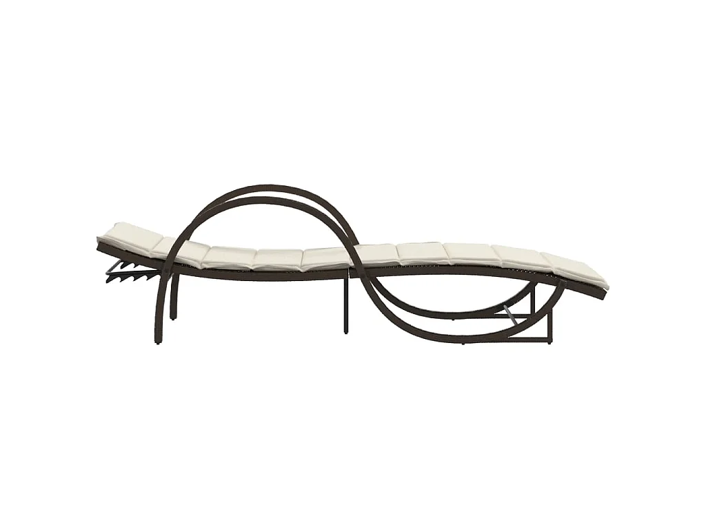 Sonnenliege mit Auflage Braun 60x199x42 cm Poly Rattan