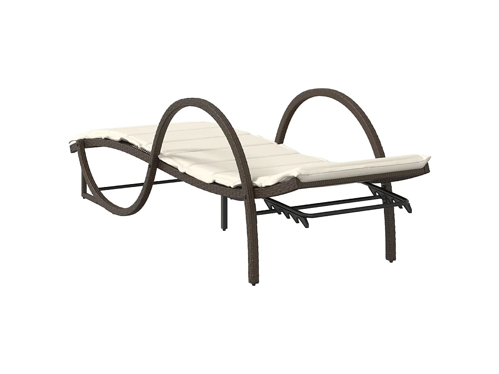 Sonnenliege mit Auflage Braun 60x199x42 cm Poly Rattan