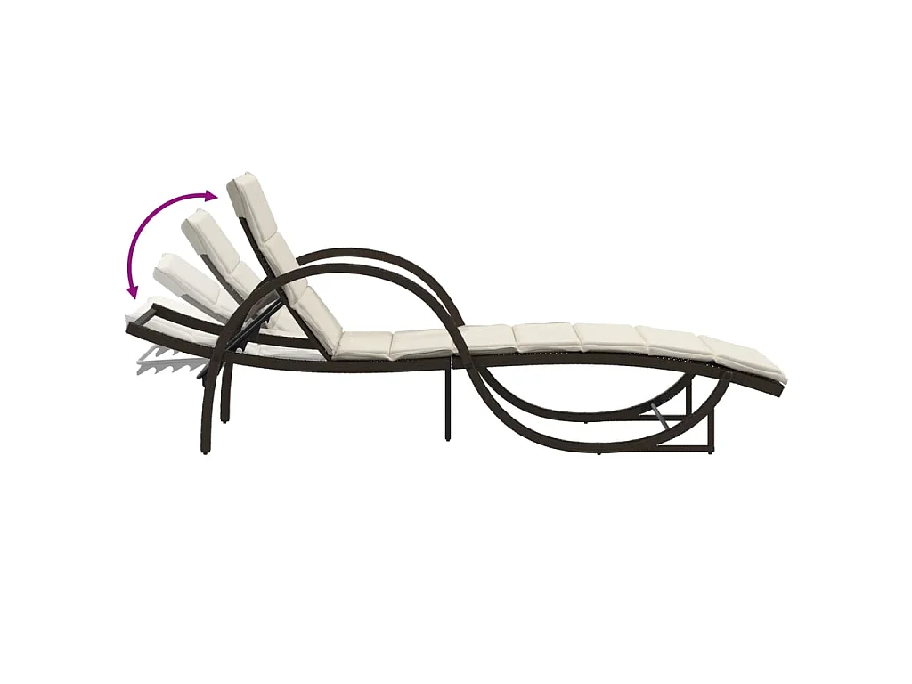 Sonnenliege mit Auflage Braun 60x199x42 cm Poly Rattan