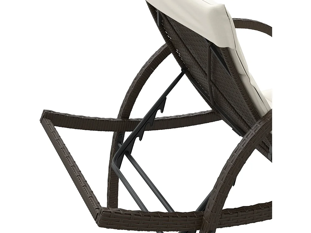 Sonnenliege mit Auflage Braun 60x199x42 cm Poly Rattan