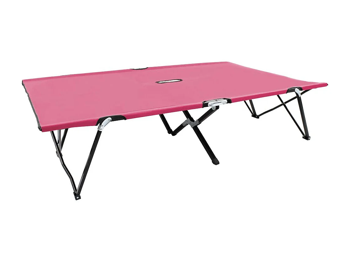 Ligbed 2-persoons inklapbaar staal roze
