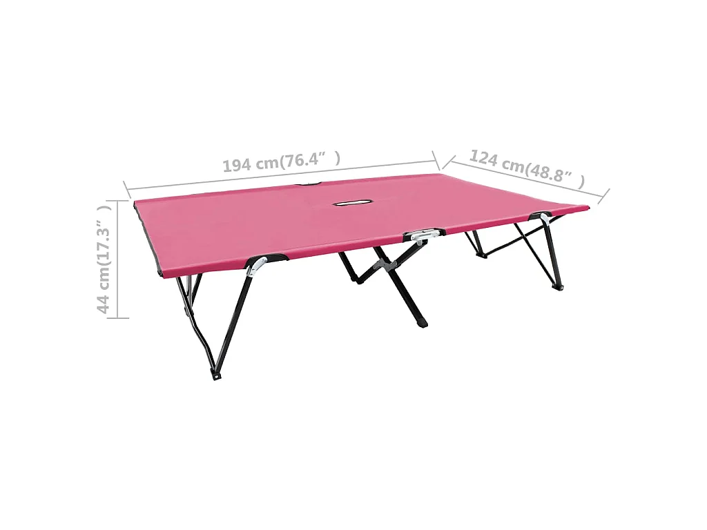 Lettino Prendisole Pieghevole Due Persone Rosa in Acciaio