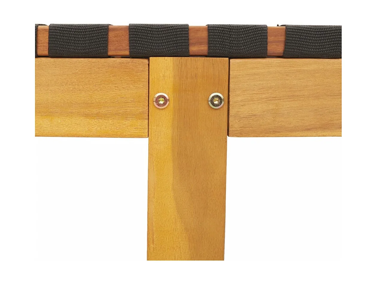 Chaises longues noir bois d'acacia solide et tissu