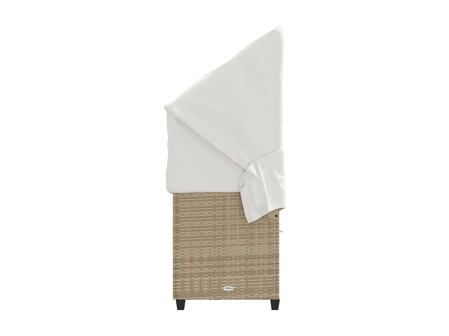 Ligbed met luifel en kussen poly rattan beige