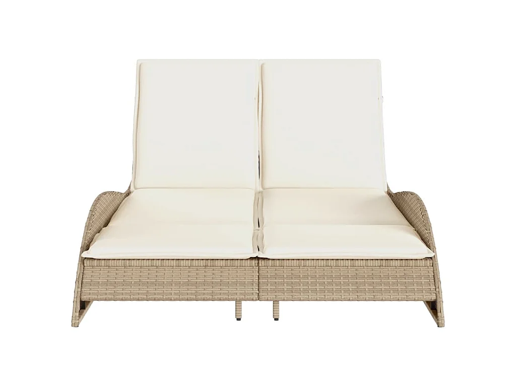 Chaise longue avec coussins beige 114x205x73 cm résine tressée