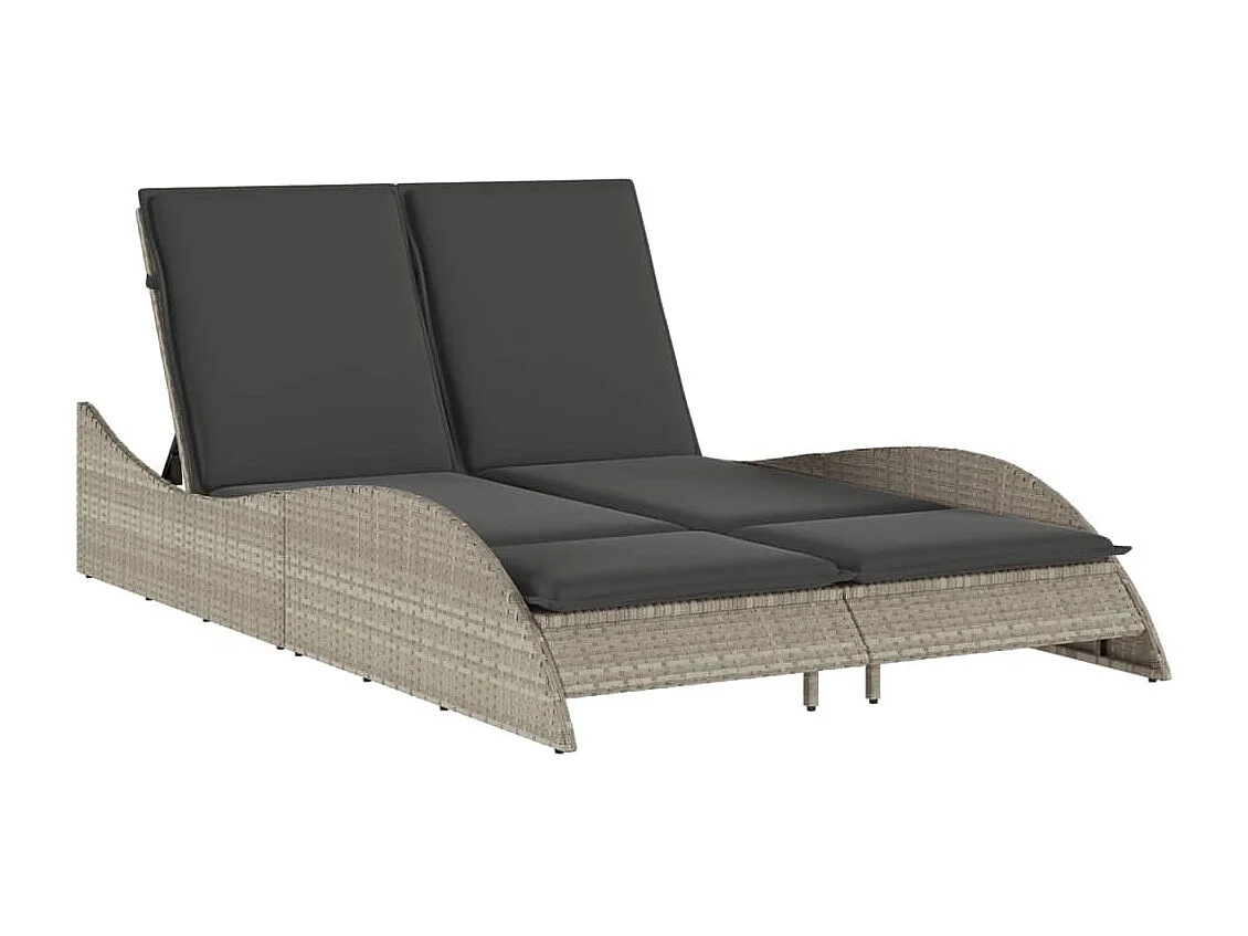 Ligbed met kussens 114x205x73 cm poly rattan lichtgrijs