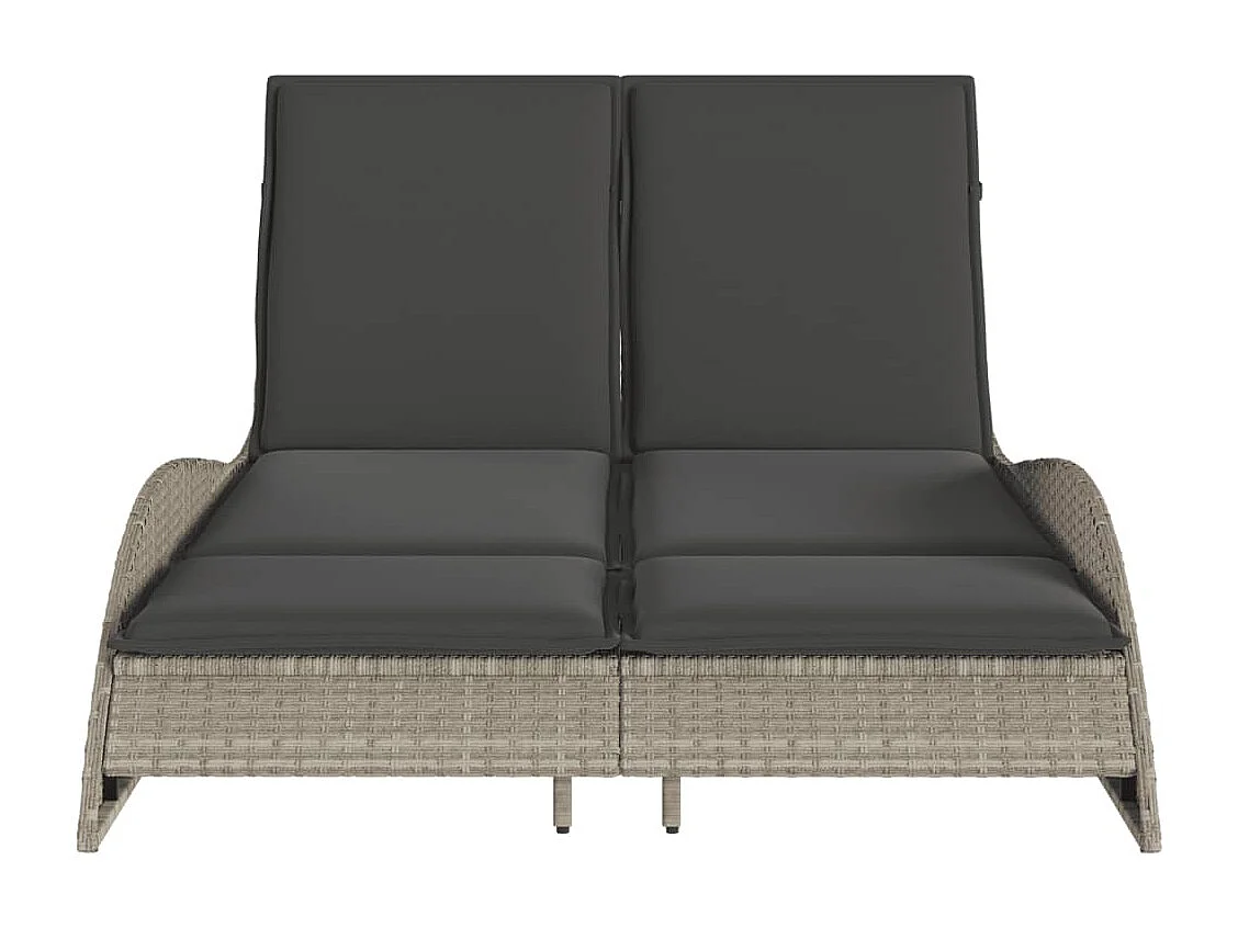 Ligbed met kussens 114x205x73 cm poly rattan lichtgrijs