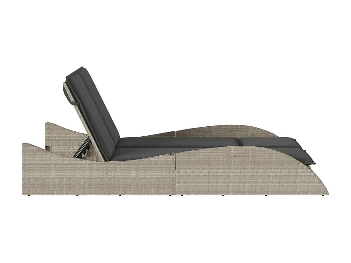 Ligbed met kussens 114x205x73 cm poly rattan lichtgrijs