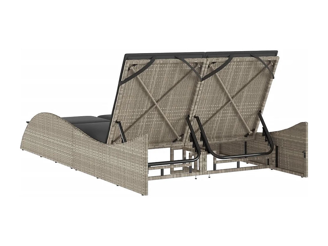 Ligbed met kussens 114x205x73 cm poly rattan lichtgrijs