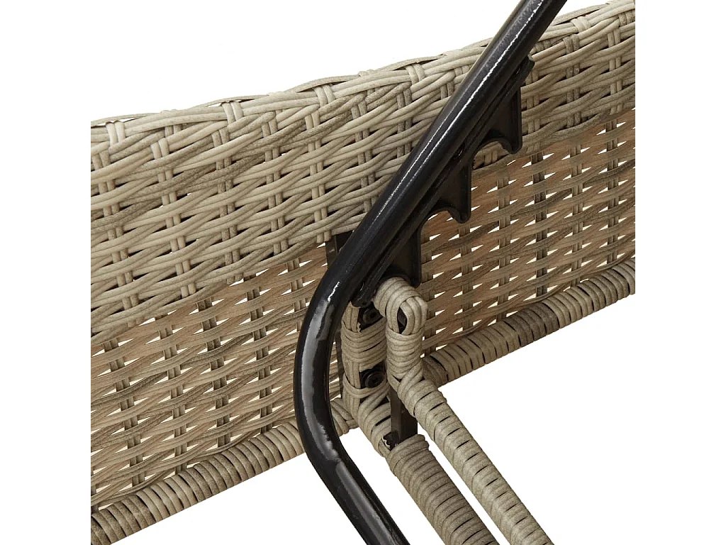 Ligbed met kussens 114x205x73 cm poly rattan lichtgrijs