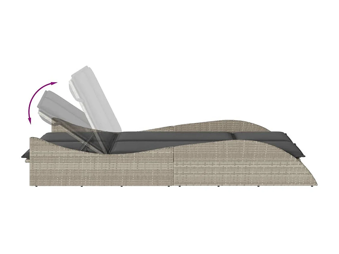 Ligbed met kussens 114x205x73 cm poly rattan lichtgrijs