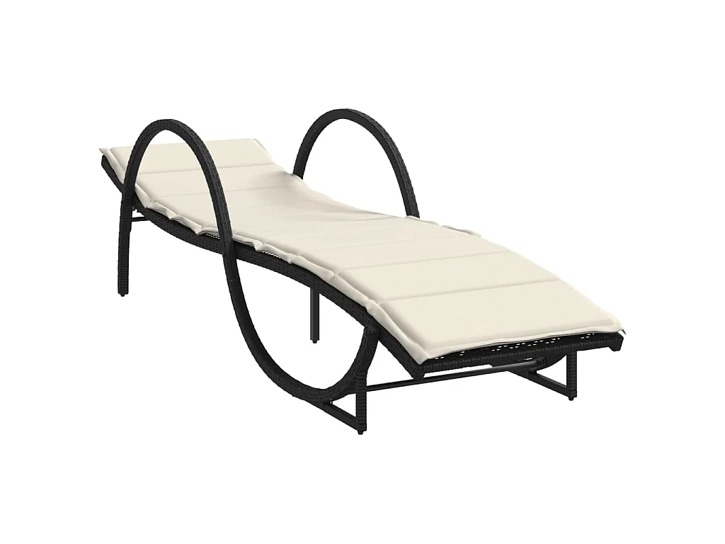 Chaises longues lot de 2 avec table noir résine tressée