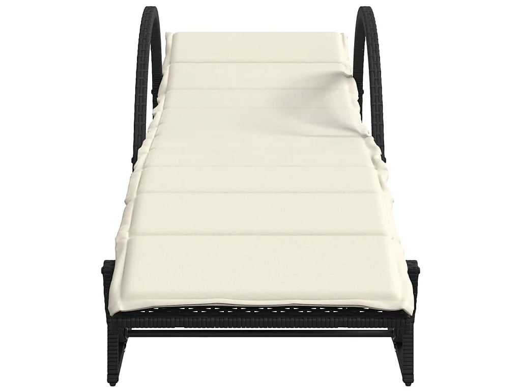 Chaises longues lot de 2 avec table noir résine tressée