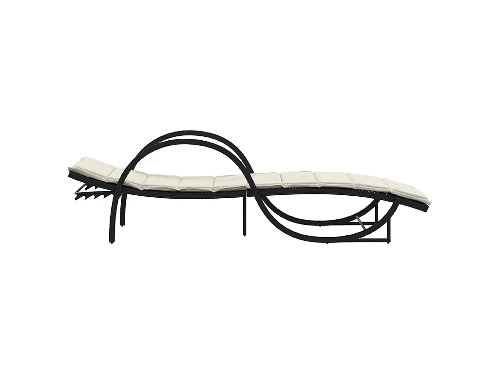 Chaises longues lot de 2 avec table noir résine tressée