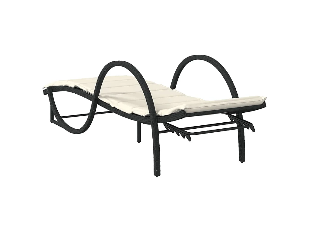 Chaises longues lot de 2 avec table noir résine tressée