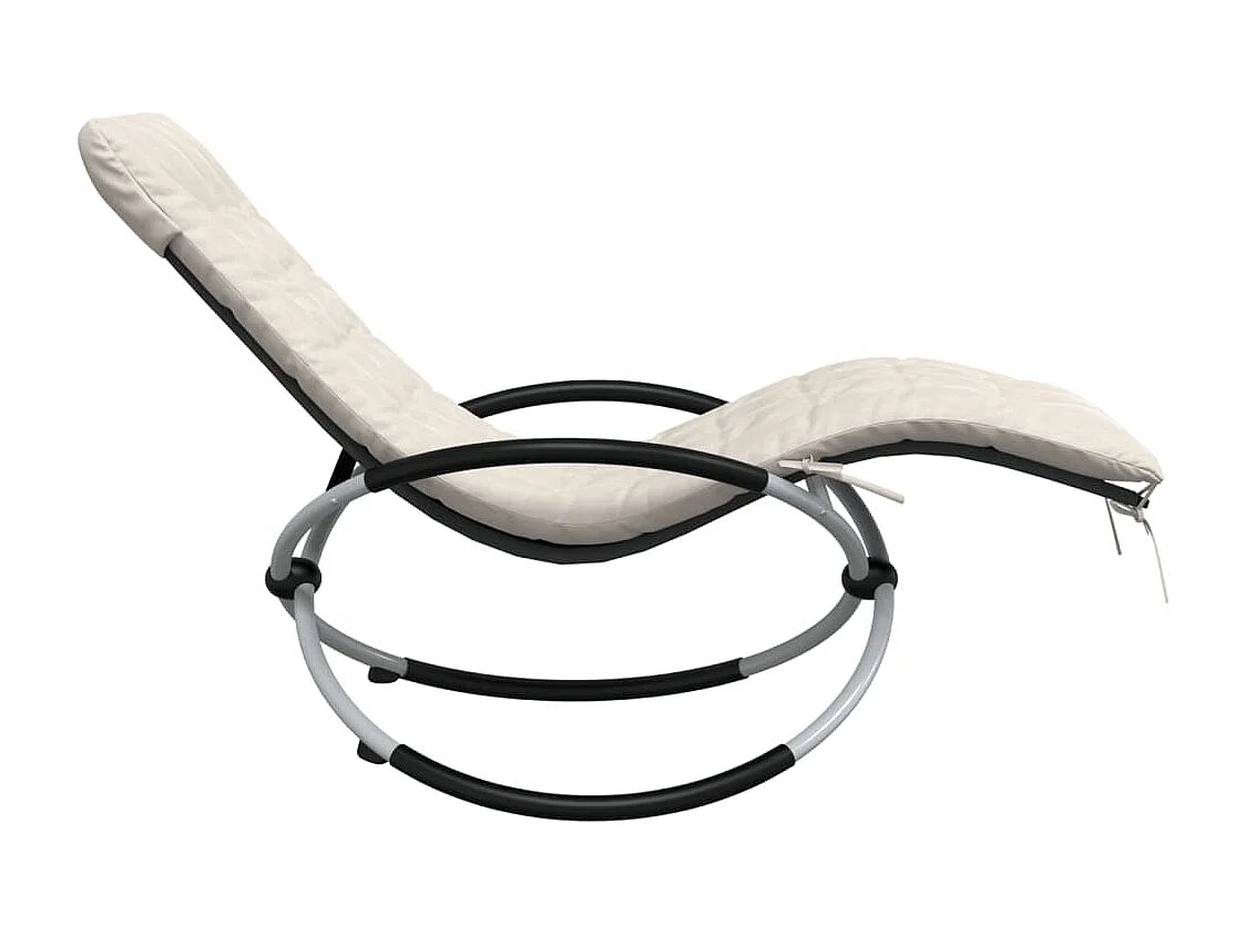 Chaise longue géométrique avec coussin noir et gris acier