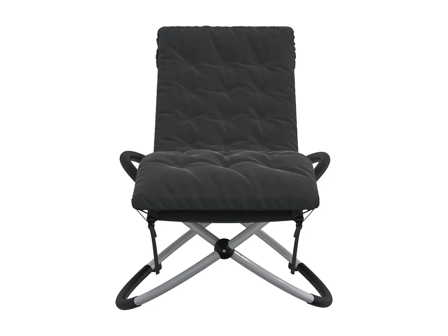 Espreguiçadeira geométrica com almofadão aço preto e cinzento