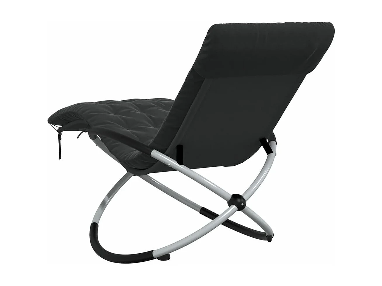 Espreguiçadeira geométrica com almofadão aço preto e cinzento